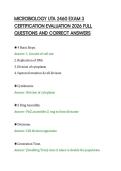 MICROBIOLOGY UTA 2460 EXAM 3&NewLine;CERTIFICATION EVALUATION 2026 FULL&NewLine;QUESTIONS AND CORRECT ANSWERS&NewLine;