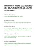 MICROBIOLOGY UTA 2460 EXAM 3 EXAMPREP&NewLine;2026 COMPLETE QUESTIONS AND ANSWERS&NewLine;ALREADY PASSED