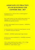 ASSOCIATE CET PRACTICE &NewLine;EXAM QUESTIONS AND &NewLine;ANSWERS 2026 - 2027