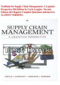 Supply Chain Management&colon; A Logistics Perspective 9th Edition Latest Update 2026 Exam Prep &vert; 100&percnt; Guarantee Pass &vert; By Coyle&comma; Langley&comma; Novack & Gibson
