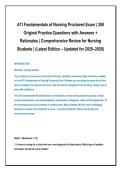 ATI Fundamentals of Nursing Proctored Exam &vert; 200 &NewLine;Original Practice Questions with Answers &plus; &NewLine;Rationales &vert; Comprehensive Review for Nursing Students &vert; &lpar;Latest Edition &ndash; Updated for 2025&ndash;2026&rpar; 