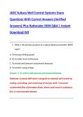 IADC Subsea Well Control Systems Exam &NewLine;Questions With Correct Answers &lpar;Verified &NewLine;Answers&rpar; Plus Rationales 2026 Q&A &vert; Instant &NewLine;Download Pdf 