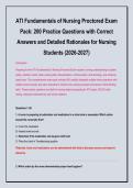 ATI Fundamentals of Nursing Proctored Exam &NewLine;Pack&colon; 200 Practice Questions with Correct &NewLine;Answers and Detailed Rationales for Nursing Students &lpar;2026-2027&rpar; 