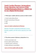 South Carolina Pharmacy Jurisprudence &NewLine;Exam &vert; Questions And Answers &lbrack;With &NewLine;Verified Rationales&rsqb; Rated A&plus; &vert; 2026&sol;27 Qs &NewLine;& Ans &vert; Digital Pdf Download