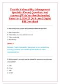 Tenable Vulnerability Management &NewLine;Specialist Exam &vert; Questions And &NewLine;Answers &lbrack;With Verified Rationales&rsqb; &NewLine;Rated A&plus; &vert; 2026&sol;27 Qs & Ans &vert; Digital &NewLine;Pdf Download 