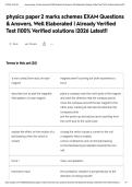 physics paper 2 marks schemes EXAM Questions & Answers&comma; Well Elaborated &vert; Already Verified Test &vert;100&percnt; Verified solutions &vert;2026 Latest&excl;&excl;&NewLine;&NewLine;