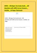 EMSIC &ndash; Michigan Test Study Guide &lowbar; 185 &NewLine;Questions with 100&percnt; Correct Answers &lowbar; &NewLine;Verified &lowbar; 24 Pages Flashcards 