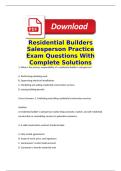 Residential Builder's Salesperson Practice Exam Questions With Complete Solutions