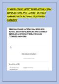 GENERAL CRANE SAFETY EXAM ACTUAL EXAM &NewLine;100 QUESTIONS AND CORRECT DETAILED &NewLine;ANSWERS WITH RATIONALES &lpar;VERIFIED &NewLine;ANSWERS&rpar;