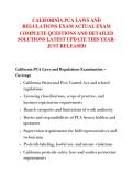 CALIFORNIA PCA LAWS AND &NewLine;REGULATIONS EXAM ACTUAL EXAM &NewLine;COMPLETE QUESTIONS AND DETAILED &NewLine;SOLUTIONS LATEST UPDATE THIS YEAR&NewLine;JUST RELEASED