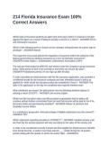 214 Florida Insurance Exam 100&percnt; Correct Answers
