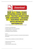 NUR 417 FINAL EXAM 2026&sol;2027 UPDATED EXAM WITH MOST TESTED QUESTIONS AND ANSWERS &vert; GRADED A&plus; &vert; ASSURED SUCCESS WITH DETAILED RATIONALES