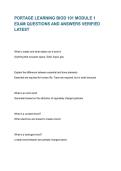 PORTAGE LEARNING BIOD 101 MODULE 1 EXAM QUESTIONS AND ANSWERS VERIFIED LATEST