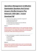 Operations Management Certification &NewLine;Examination Questions And Correct &NewLine;Answers &lpar;Verified Answers&rpar; Plus &NewLine;Rationales 2026 Q&A &vert; Instant &NewLine;Download Pdf 