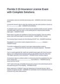 Florida 2-15 Insurance License Exam with Complete Solutions