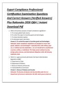 Export Compliance Professional &NewLine;Certification Examination Questions &NewLine;And Correct Answers &lpar;Verified Answers&rpar; &NewLine;Plus Rationales 2026 Q&A &vert; Instant &NewLine;Download Pdf