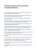 Florida Insurance Exam &lpar;2-15&rpar; with Complete Solutions