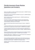 Florida Insurance Exam Review Questions and Answers