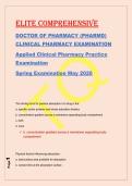 ELITE COMPREHENSIVE &NewLine;DOCTOR OF PHARMACY &lpar;PHARMD&rpar; &NewLine;CLINICAL PHARMACY EXAMINATION  &NewLine;Applied Clinical Pharmacy Practice &NewLine;Examination