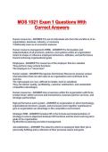 MOS 1021 Exam 1 Questions With Correct Answers