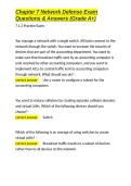 Chapter 7 Network Defense Exam Questions & Answers &lpar;Grade A&plus;&rpar;&period;docx&NewLine;&NewLine;