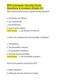 BPA &lpar;Computer Security&rpar; Exam Questions & Answers &lpar;Grade A&plus;&rpar;&period;docx&NewLine;&NewLine;