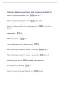 Calculus 1Exam questions and answers Graded A&plus;