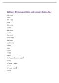 Calculus 2 Exam questions and answers Graded A&plus;