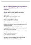 Calculus III Multivariable Calculus Course Overview&NewLine;and Key Concepts Exam questions and answers&NewLine;Graded A&plus;