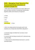 D320 - Managing Cloud Security &lpar;Pre-Assessment&rpar; Exam Questions & Answers &lpar;Grade A&plus;&rpar;&period;docx&NewLine;&NewLine;