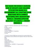 TEST BANK FOR WONG'S NURSING &NewLine;CARE OF INFANTS AND CHILDREN &NewLine;12TH EDITION MARILYN J&period; &NewLine;HOCKENBERRY ALL CHAPTERS EXAM &NewLine;QUESTIONS WITH CORRECT &NewLine;SOLUTIONS&vert;&vert;100&percnt; GUARANTEED &NewLine;PASS&vert;&vert;A&plus; GRADED&vert;&vert;UPDATED &NewLine;2026&sol;2027 SYLLABUS&vert;&vert;<<RECENT &NewLine;VERSION&gt