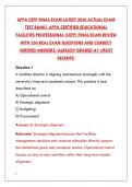 APPA CEFP EXAM NEWEST 2026&colon; 350 REAL TEST BANK QUESTIONS & VERIFIED ANSWERS &vert; PASS YOUR CERTIFIED EDUCATIONAL FACILITIES PROFESSIONAL FINAL FIRST TRY&NewLine;&NewLine;