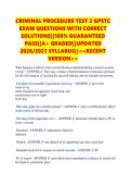 CRIMINAL PROCEDURE TEST 2 GPSTC &NewLine;EXAM QUESTIONS WITH CORRECT &NewLine;SOLUTIONS&vert;&vert;100&percnt; GUARANTEED &NewLine;PASS&vert;&vert;A&plus; GRADED&vert;&vert;UPDATED &NewLine;2026&sol;2027 SYLLABUS&vert;&vert;<<RECENT &NewLine;VERSION>> 