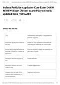 Indiana Pesticide Applicator Core Exam &lpar;MAIN REVIEW&rpar; Exam &lpar;Recent exam&rpar; Fully solved & updated 2026 &sol; UPDATE&excl;&excl;&NewLine;&NewLine;