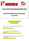 2025 ALPHA PHI ALPHA RISK MANAGEMENT EXAM &NewLine;COMPLETE EXAM QUESTIONS AND ACCURATE ANSWERS  &NewLine;3 LATEST VERSIONS