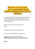 Maternity HESI Test Bank&colon; Actual Exam Questions & Answers with Rationales&NewLine;&NewLine;
