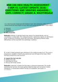 BSN 246 HESI Health Assessment Exam V1 &ndash; Nightingale College Study Guide and Practice Questions