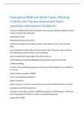Emergency Medicine Shock Types&comma; Bleeding&NewLine;Control&comma; and Trauma Assessment Exam&NewLine;questions and answers Graded A&plus;