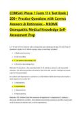 COMSAE Phase 1 Form 114 Test Bank &vert; 200&plus; Practice Questions with Correct Answers & Rationales &ndash; NBOME Osteopathic Medical Knowledge Self-Assessment Prep&NewLine;
