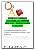 NURS 254 Final Exam Questions and Answers &lpar;250&plus; Q&A&rpar; &vert; Leadership&comma; Delegation&comma; SWOT Analysis&comma; Nursing Management & Professional Practice Review 2025&sol;2026 &ndash; Galen College of Nursing
