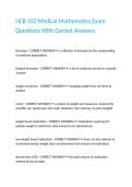HCB 102 Medical Mathematics Exam Questions With Correct Answers&period;