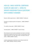 HCB 102 - BASIC HOSPITAL CORPSMAN SCOPE OF CARE UNIT 1 - INTRO TO PATIENT ASSESSMENT EXAM QUESTIONS WITH CORRECT ANSWERS &NewLine;