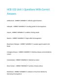 HCB 102 Unit 1 Questions With Correct Answers