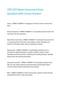 HCB 102 Patient Assessment Exam Questions With Correct Answers
