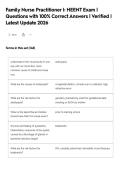 Family Nurse Practitioner I&colon; HEENT Exam &vert;&NewLine;Questions with 100&percnt; Correct Answers &vert; Verified &vert;&NewLine;Latest Update 2026