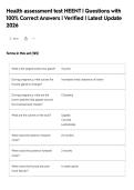 Health assessment test HEENT &vert; Questions with&NewLine;100&percnt; Correct Answers &vert; Verified &vert; Latest Update&NewLine;2026
