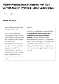 HEENT&colon; Practice Exam &vert; Questions with 100&percnt;&NewLine;Correct Answers &vert; Verified &vert; Latest Update 202