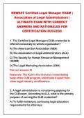 2026-2027 NEWEST Certified Legal Manager EXAM &vert;&NewLine;Association of Legal Administrators &vert;&NewLine;ULTIMATE EXAM WITH CORRECT&NewLine;ANSWERS AND RATIONALES FOR&NewLine;CERTIFICATION SUCCESS