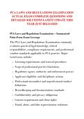 PCA LAWS AND REGULATIONS EXAMINATION &NewLine;ACTUAL EXAM COMPLETE QUESTIONS AND &NewLine;DETAILED SOLUTIONS LATEST UPDATE THIS &NewLine;YEAR JUST RELEASED