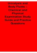 Urinalysis and Body Fluids Chemical and Physical Examination Study Guide and Practice Questions 2025&sol; 2026 with Solution Manual Clinical Laboratory Science Exam Review